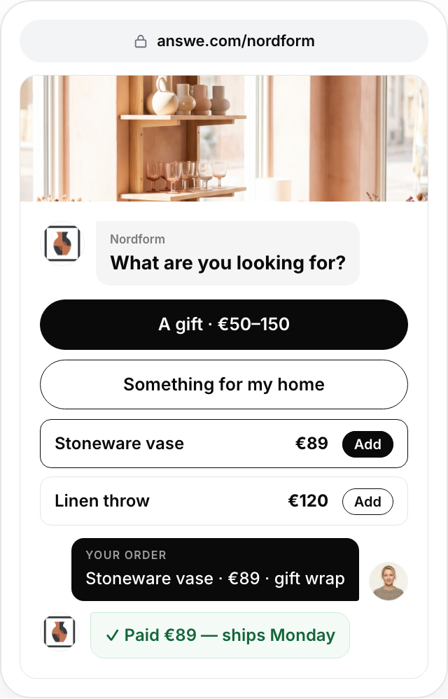 Buy — Take orders from one link or a QR code
